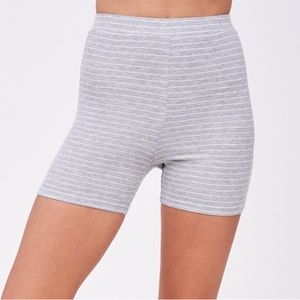 NWT High Waist Striped Knitted Biker Lounge Shorts